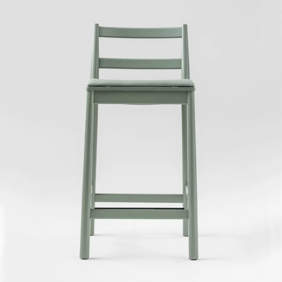 Tabouret de luxe en hêtre massif avec assise en tissu fabriqué en Italie - Nora Viadurini