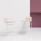 Tabouret de luxe recouvert de tissu avec base en métal fabriqué en Italie - Molde Viadurini