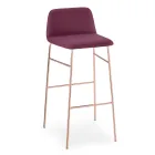 Tabouret de luxe recouvert de tissu avec base en métal fabriqué en Italie - Molde Viadurini