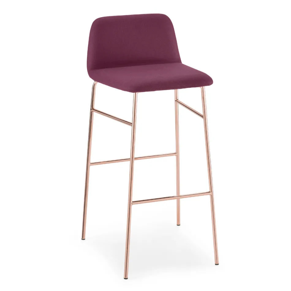 Tabouret de luxe recouvert de tissu avec base en métal fabriqué en Italie - Molde Viadurini