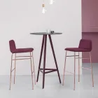 Tabouret de luxe recouvert de tissu avec base en métal fabriqué en Italie - Molde Viadurini