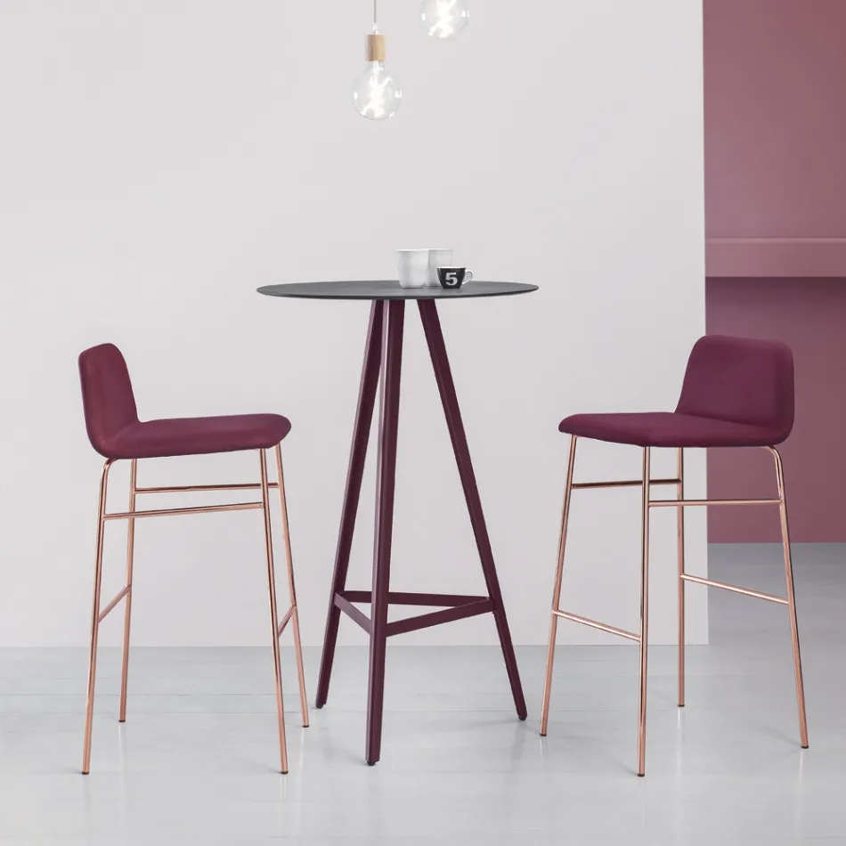 Tabouret de luxe recouvert de tissu avec base en métal fabriqué en Italie - Molde Viadurini