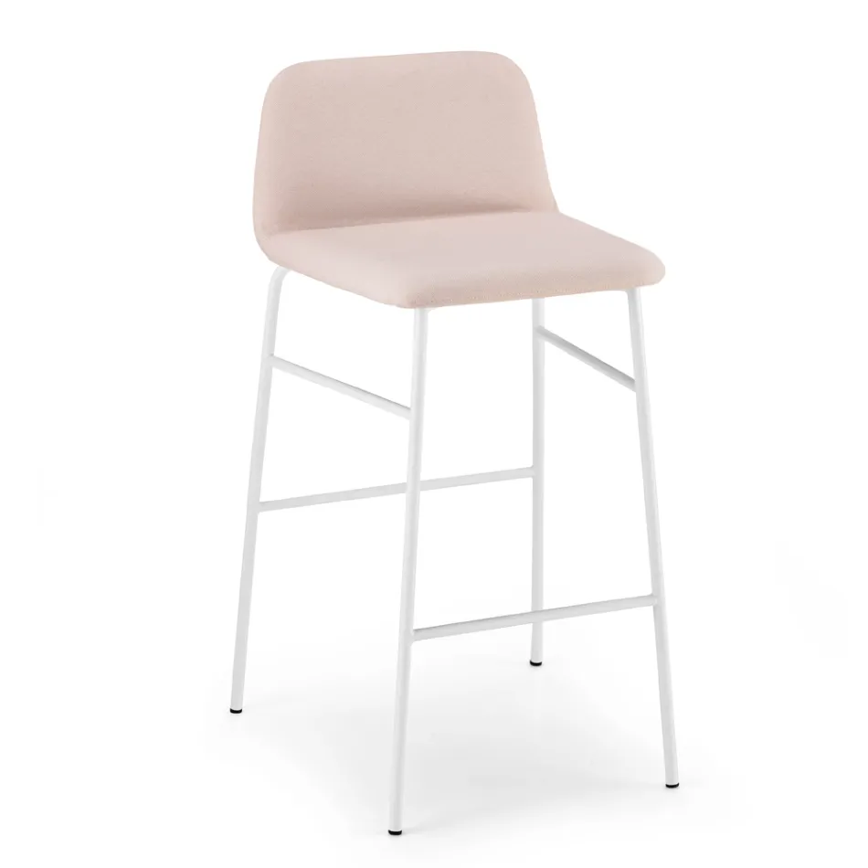 Tabouret de luxe recouvert de tissu avec base en métal fabriqué en Italie - Molde Viadurini