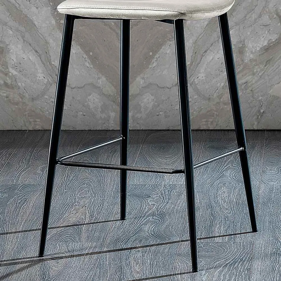 Tabouret élégant de design moderne en velours coloré et métal - Bizet Viadurini