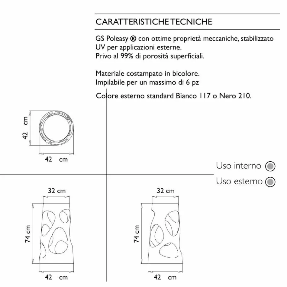 Tabouret Empilable Extérieur ou Intérieur Blanc ou Noir 2 Pièces - Liberty by Myyour Viadurini