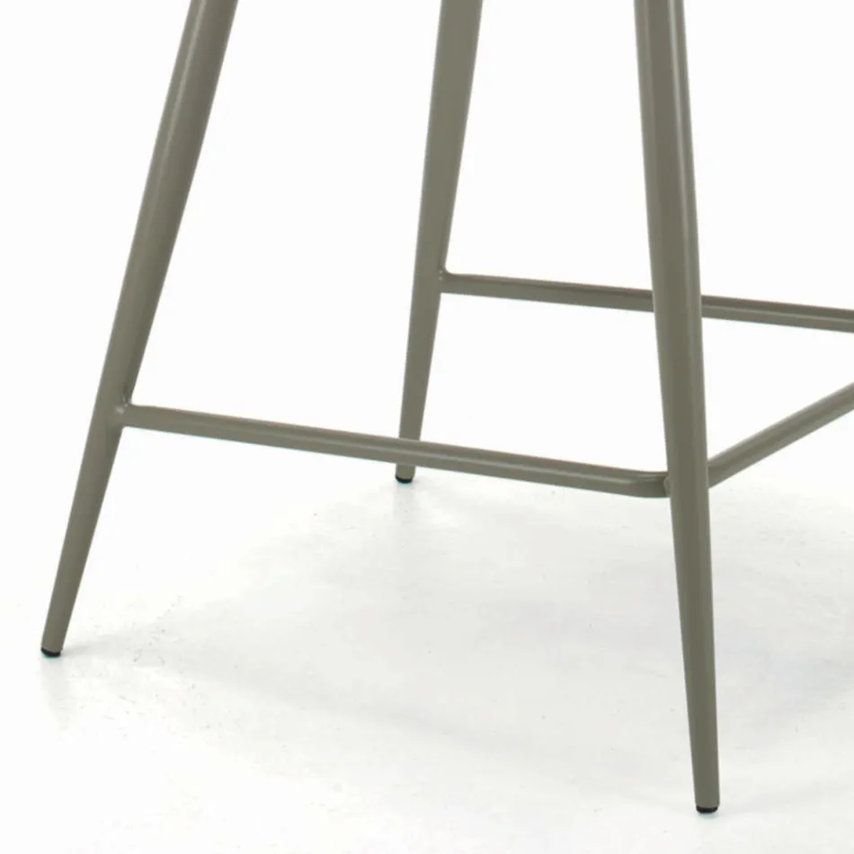 Tabouret fixe avec pieds en acier et assise rembourrée fabriqué en Italie - Gênes Viadurini