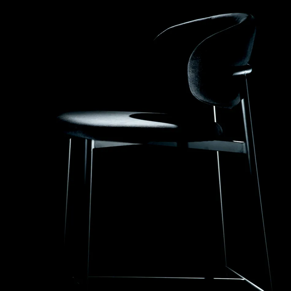 Tabouret fixe avec assise et dossier en velours fabriqué en Italie - Cagliari Viadurini