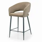 Tabouret fixe avec assise en velours et base en acier fabriqué en Italie - Alassio Viadurini