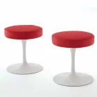 Tabouret Pivotant en Aluminium Laqué avec Assise en Cuir Fabriqué en Italie - Dacia Viadurini