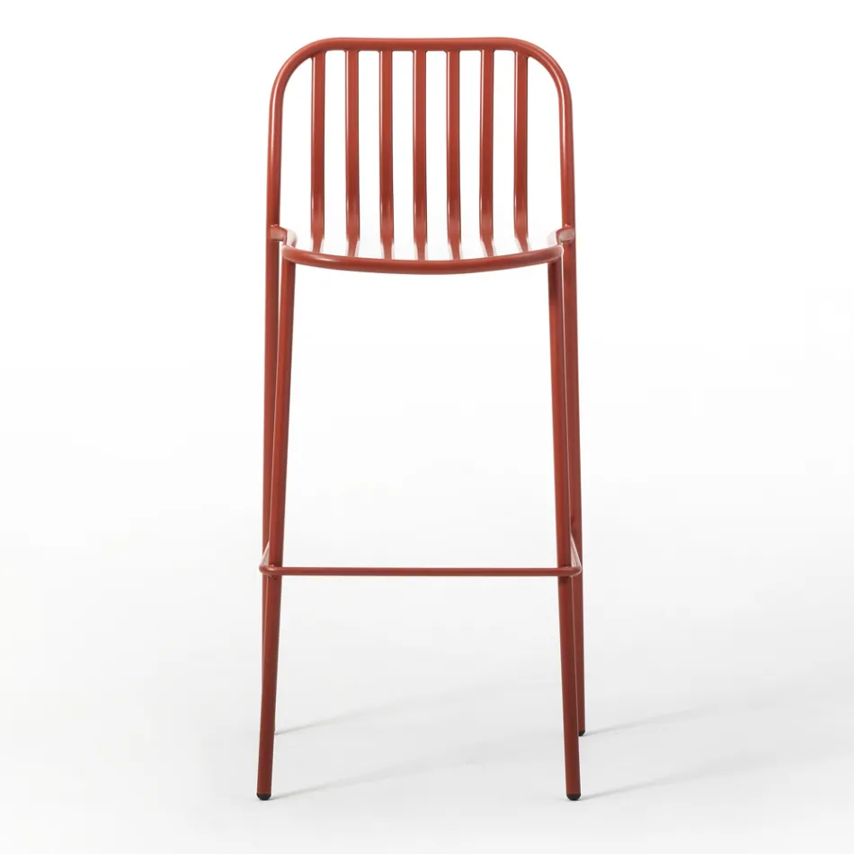 Tabouret d'extérieur empilable en métal fabriqué en Italie 2 pièces - Simply Viadurini