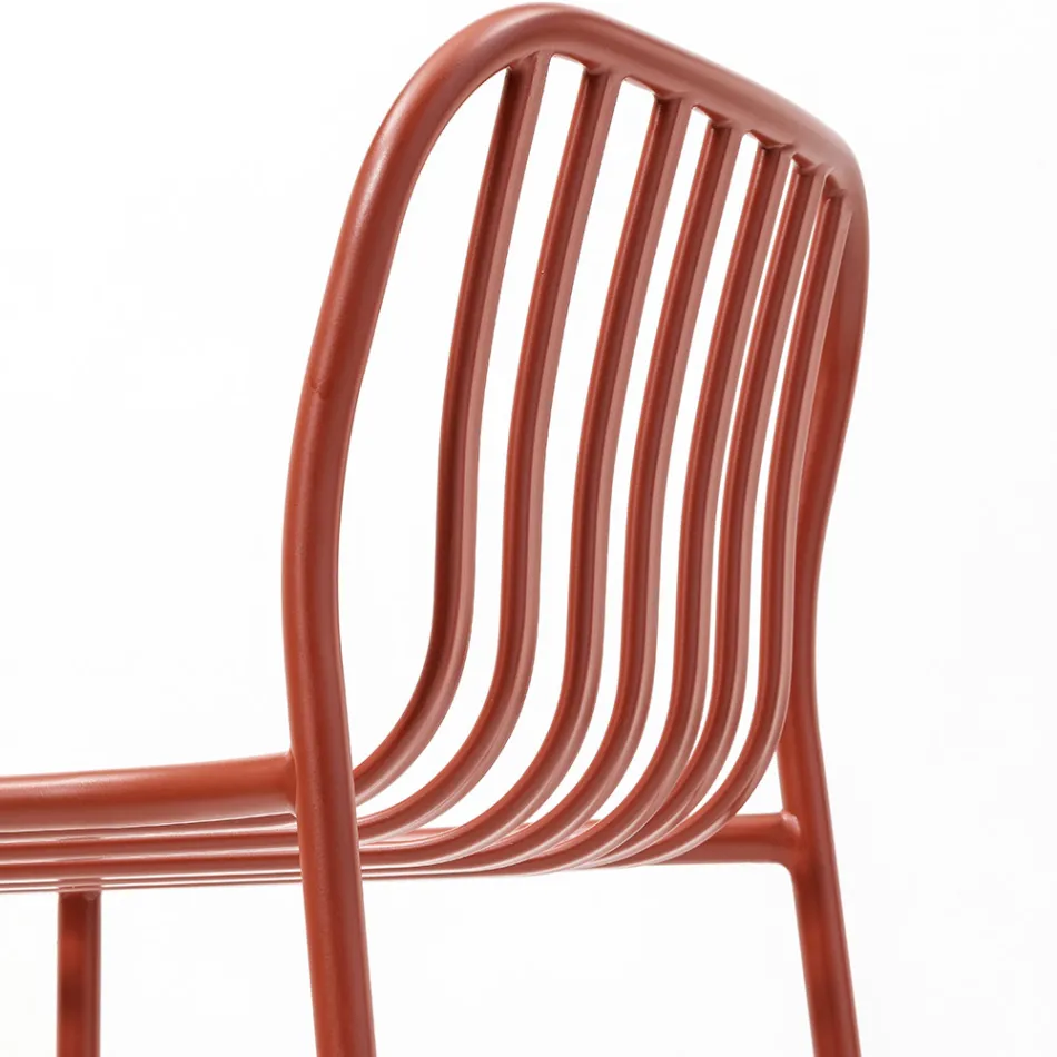 Tabouret d'extérieur empilable en métal fabriqué en Italie 2 pièces - Simply Viadurini