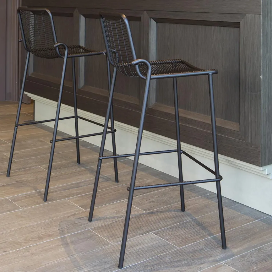 Tabouret d'extérieur empilable en métal Made in Italy 2 pièces - Vikas Viadurini