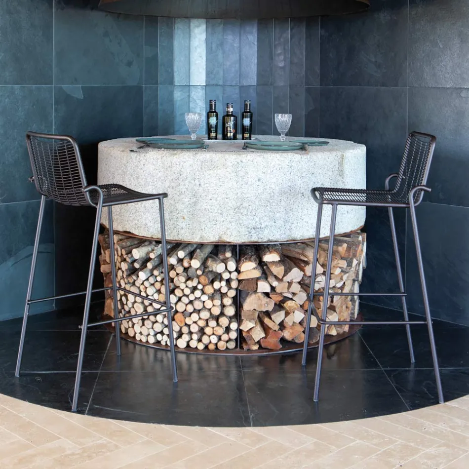 Tabouret d'extérieur empilable en métal Made in Italy 2 pièces - Vikas Viadurini