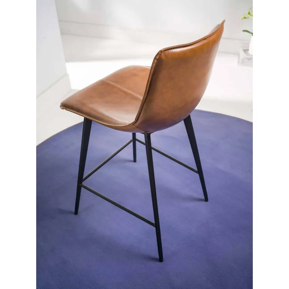 Tabouret en simili cuir effet cuir H 80, base 4 pieds - Ovid Viadurini