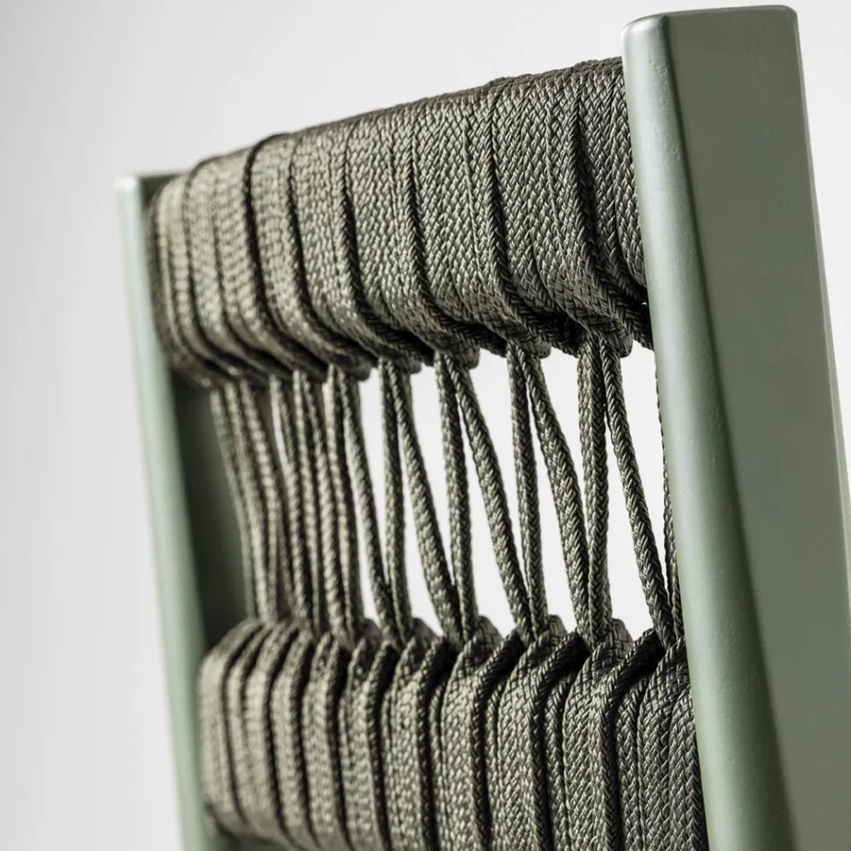 Tabouret en hêtre massif avec tissage de cordes colorées fabriqué en Italie - Nora Viadurini