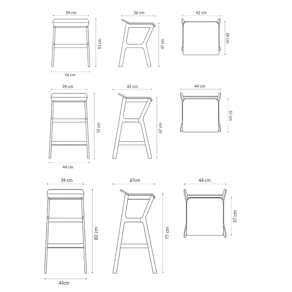 Tabouret en hêtre massif avec assise en tissu fabriqué en Italie - Regensburg Viadurini