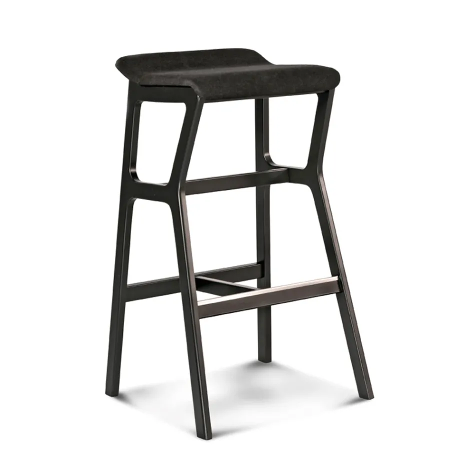 Tabouret en hêtre massif avec assise en tissu fabriqué en Italie - Regensburg Viadurini