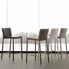 Tabouret moderne en métal et acier et éco-cuir fabriqué en Italie Prato Viadurini