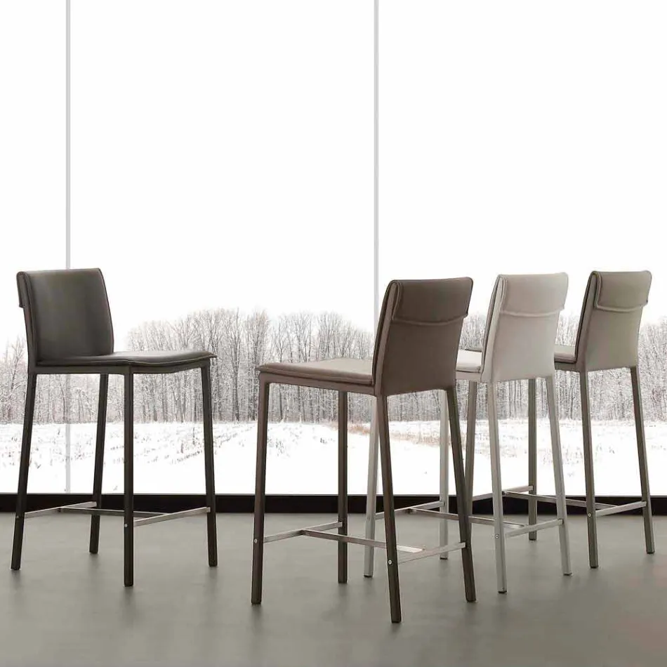 Tabouret moderne en métal et acier et éco-cuir fabriqué en Italie Prato Viadurini