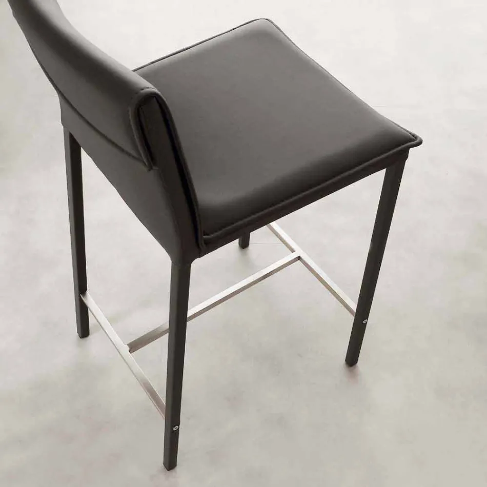 Tabouret moderne en métal et acier et éco-cuir fabriqué en Italie Prato Viadurini