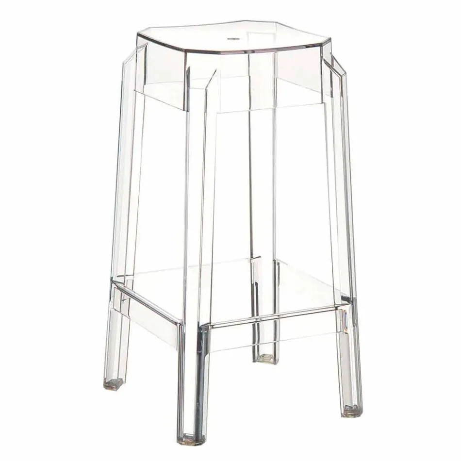 Tabouret moderne en polycarbonate transparent fabriqué en Italie Pescara Viadurini