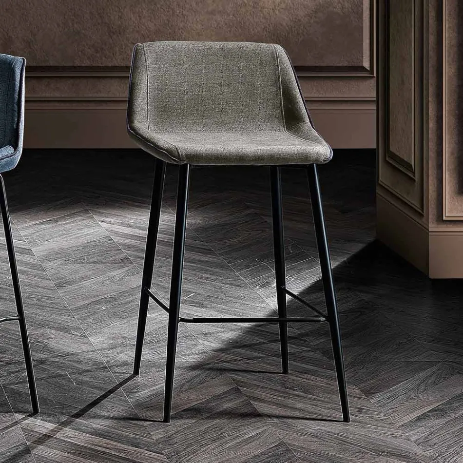 Tabouret en Tissu et Métal Anthracite Design Made in Italy - Marianet Viadurini