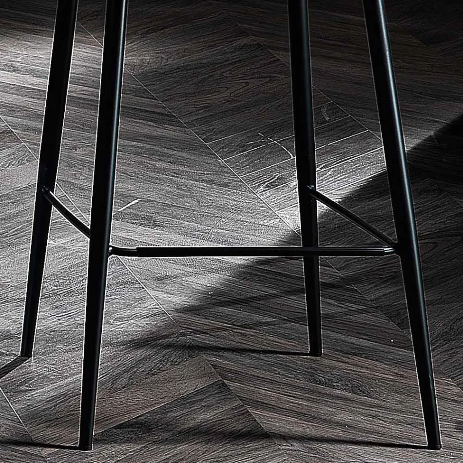 Tabouret en Tissu et Métal Anthracite Design Made in Italy - Marianet Viadurini