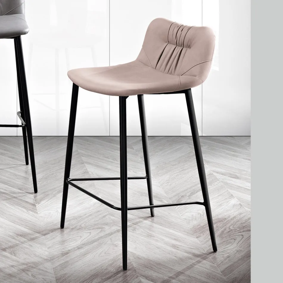 Tabouret en tissu de fibre effet cuir et métal fabriqué en Italie - Gohan Viadurini