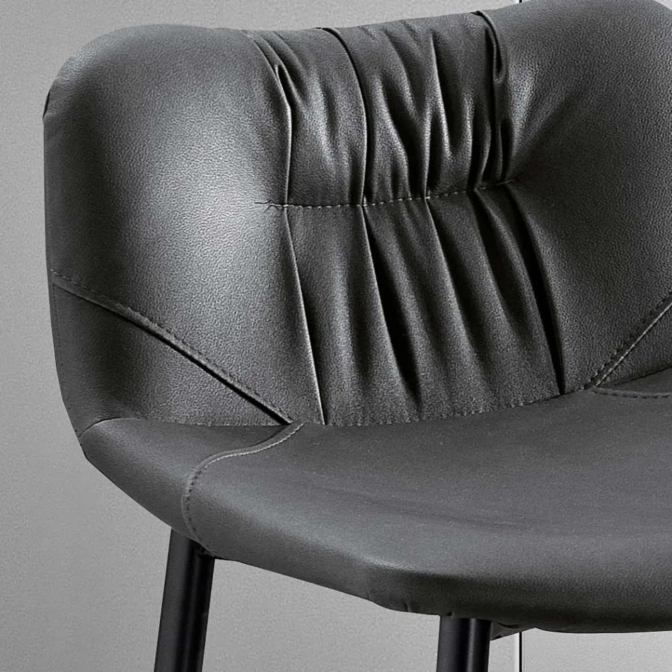 Tabouret en tissu de fibre effet cuir et métal fabriqué en Italie - Gohan Viadurini