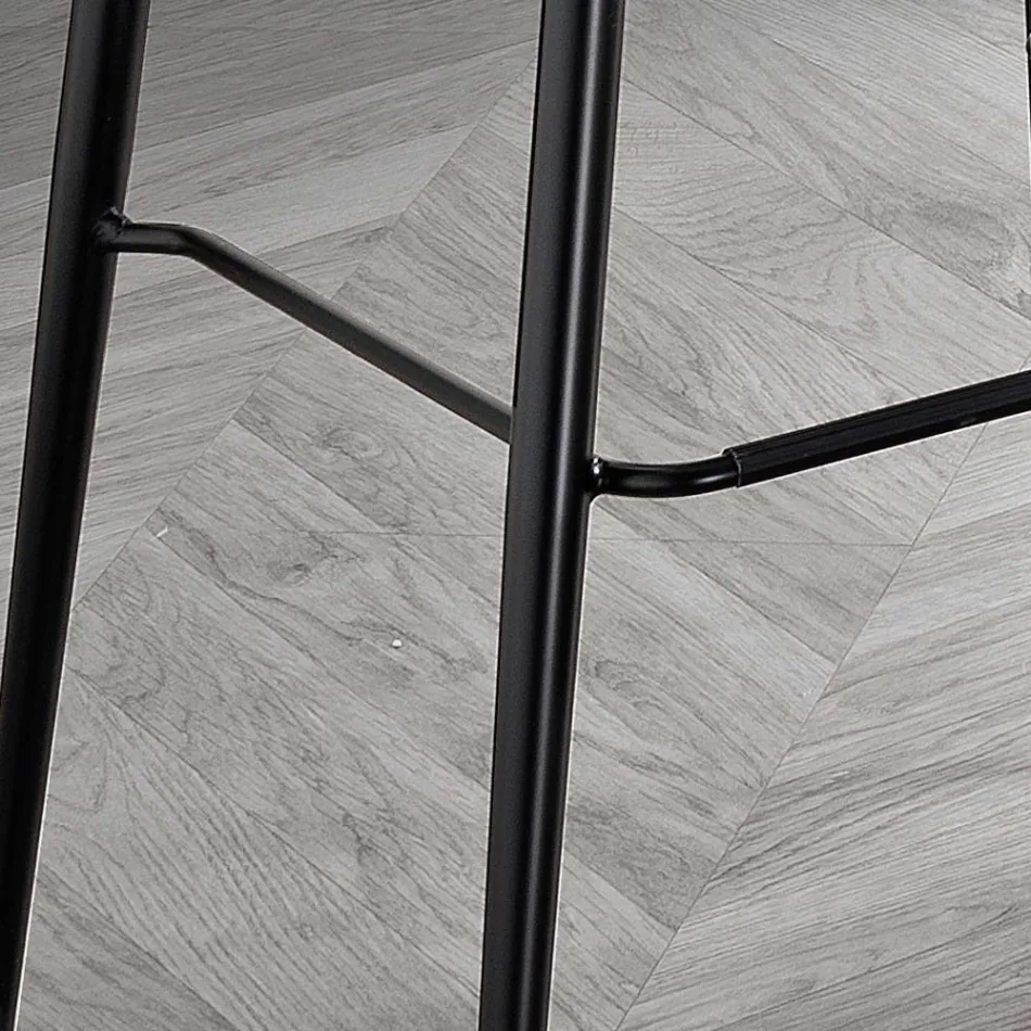 Tabouret en tissu de fibre effet cuir et métal fabriqué en Italie - Gohan Viadurini