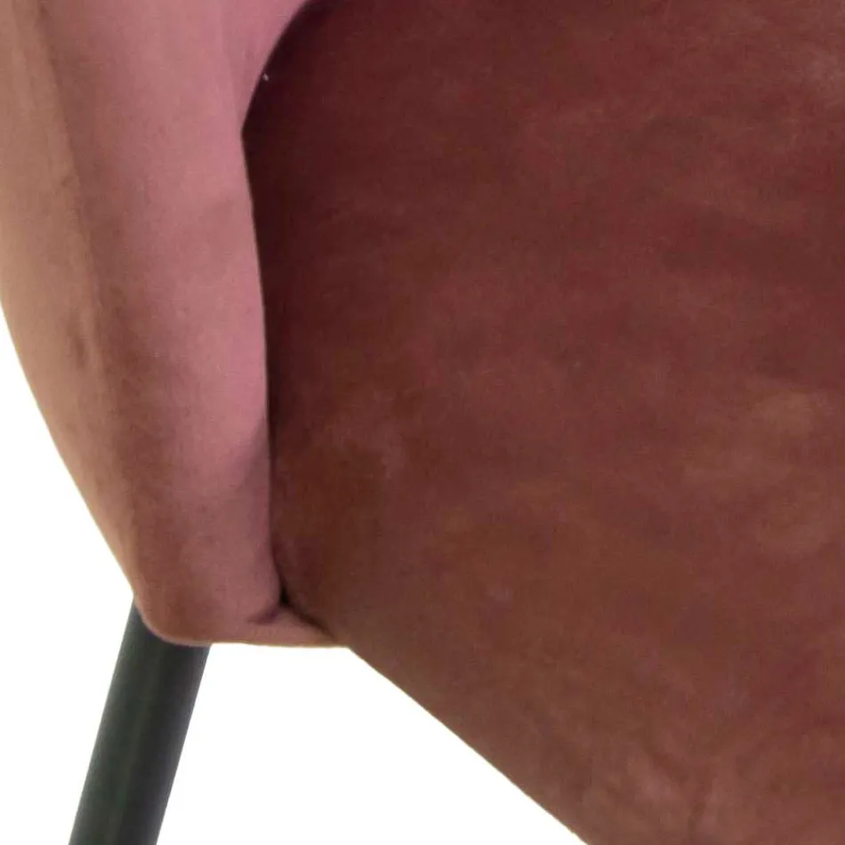 Tabouret en velours avec structure métallique en différentes finitions - Penna Viadurini