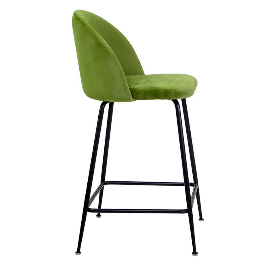 Tabouret en velours avec structure métallique en différentes finitions - Penna Viadurini