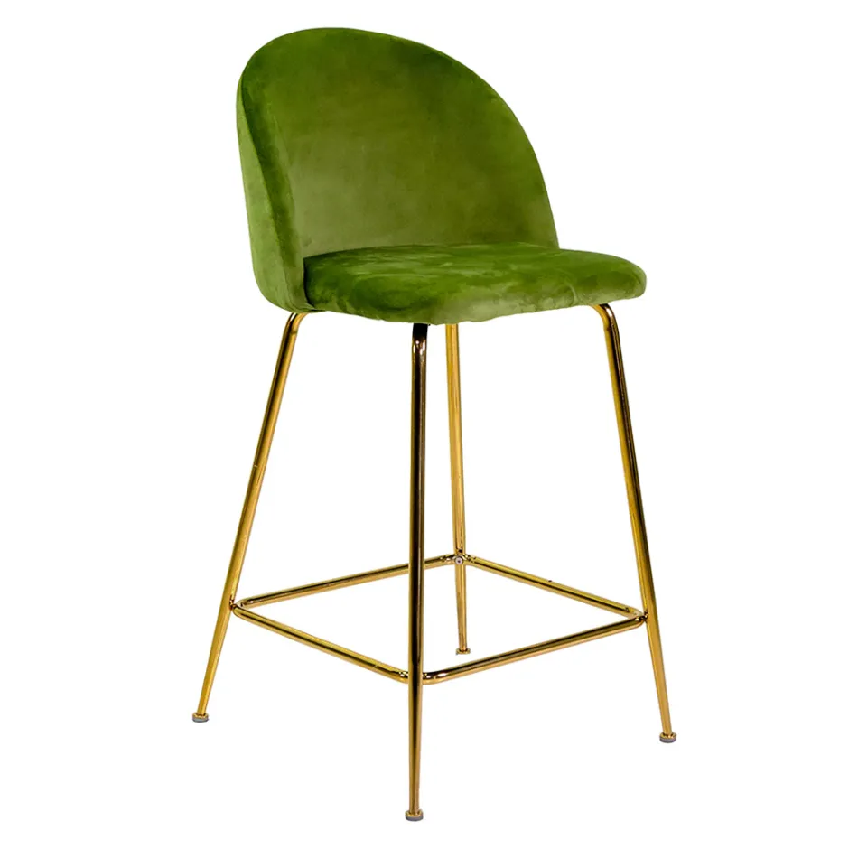 Tabouret en velours avec structure métallique en différentes finitions - Penna Viadurini