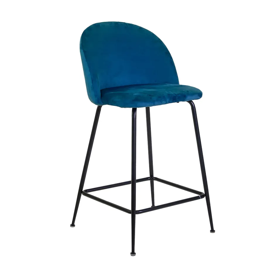 Tabouret en velours avec structure métallique en différentes finitions - Penna Viadurini