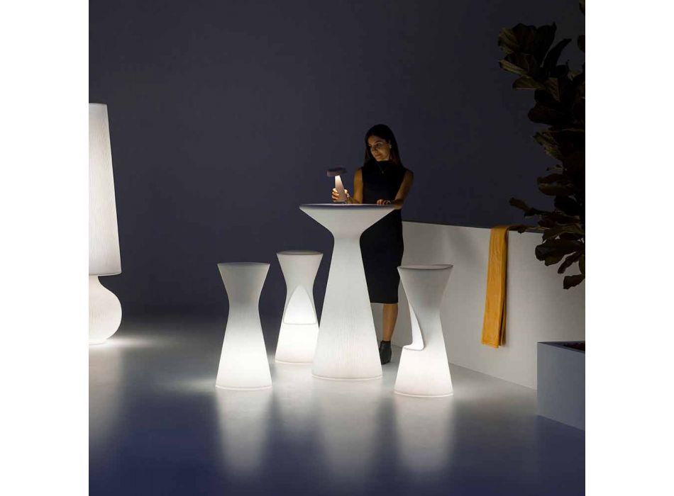 Tabouret d'extérieur lumineux en polyéthylène avec LED Made in Italy - Desmond Viadurini