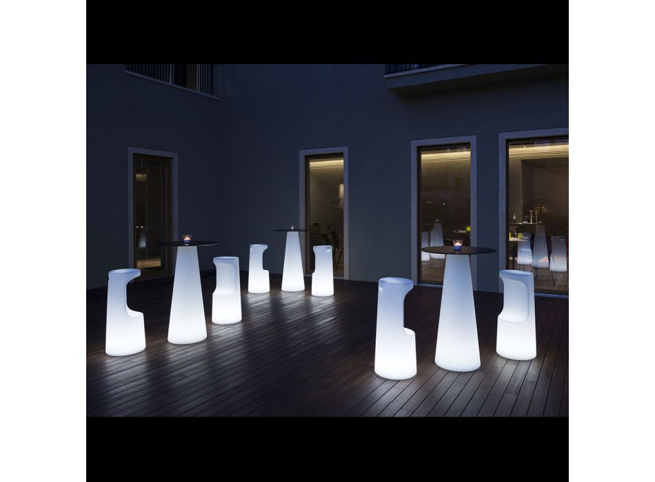 Tabouret lumineux d'extérieur en polyéthylène avec lumière LED fabriqué en Italie - Forlina Viadurini