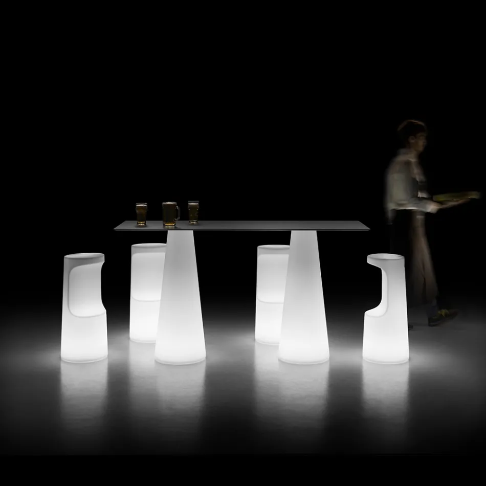 Tabouret lumineux d'extérieur en polyéthylène avec lumière LED fabriqué en Italie - Forlina Viadurini