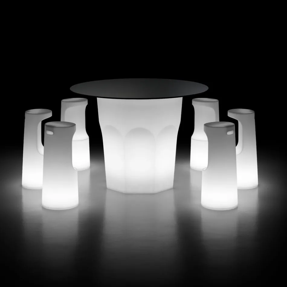 Tabouret lumineux d'extérieur en polyéthylène avec lumière LED fabriqué en Italie - Forlina Viadurini