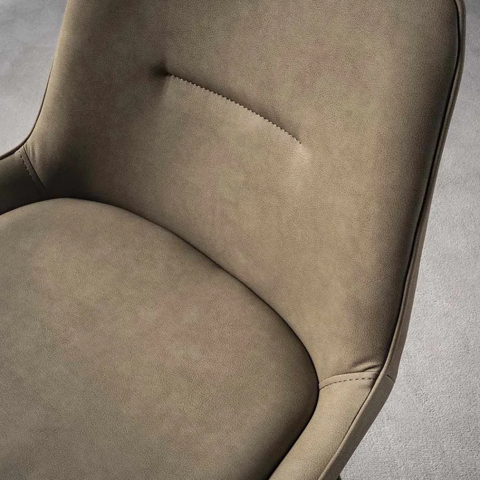 Tabouret Moderne H 80 cm, Assise en Simili Cuir Nabuk – Ines Viadurini