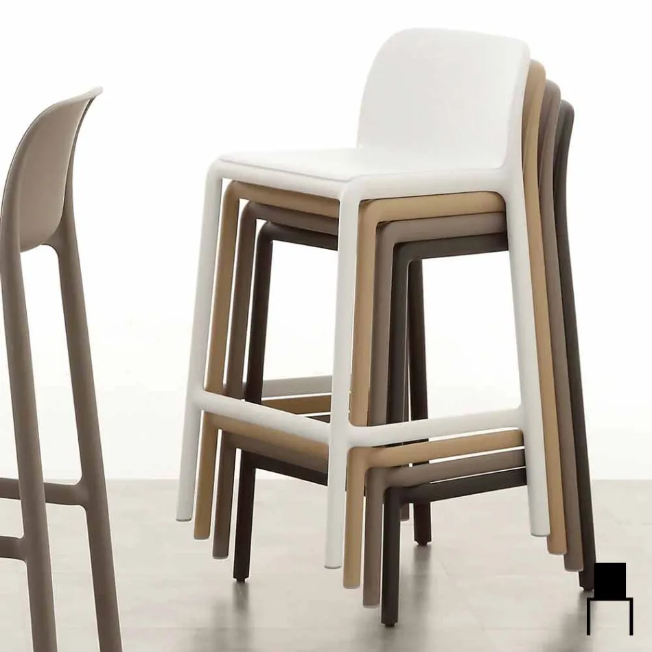 Tabouret en résine H65 et design moderne en fibre de verre fabriqué en Italie Grosseto Viadurini