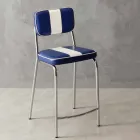 Tabouret style années 50 en éco-cuir avec bande centrale blanche Banda Viadurini