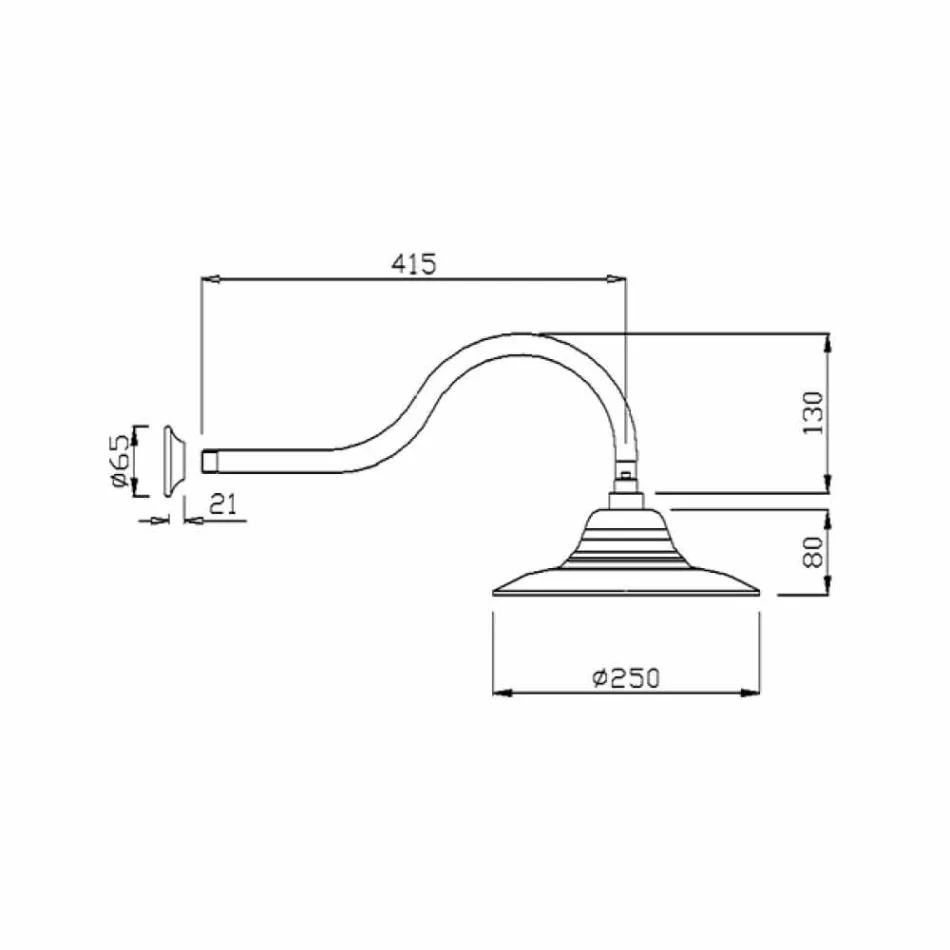 Pommeau de douche classique en acier avec bras de douche en laiton Made in Italy - Jeko Viadurini
