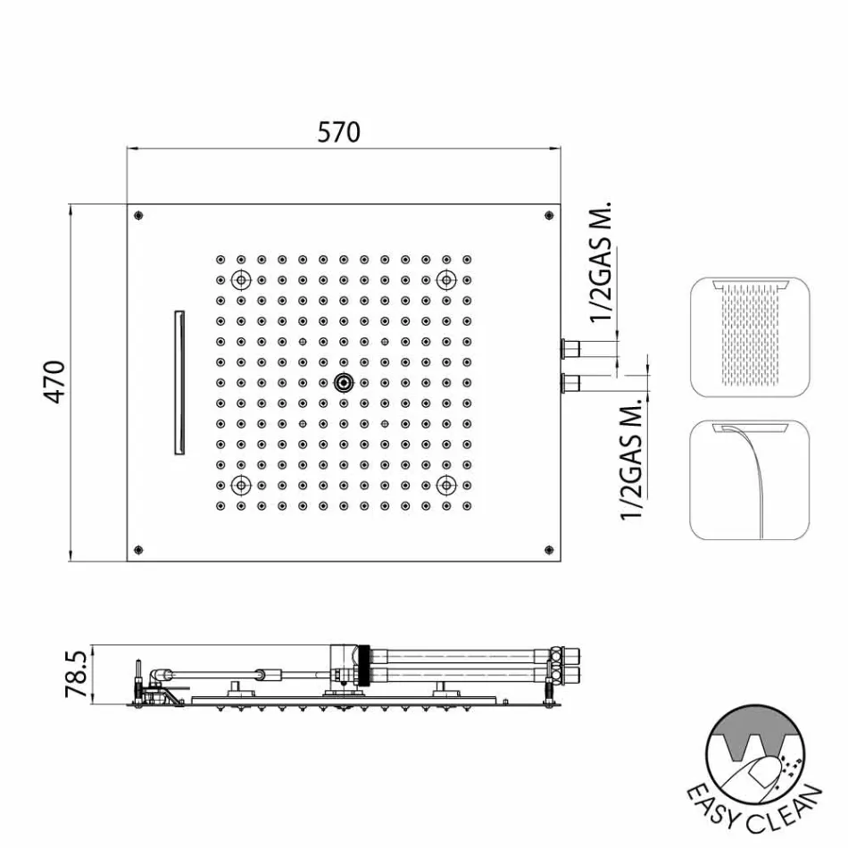 Pomme de douche avec deux jets différents de conception de rêve moderne Viadurini