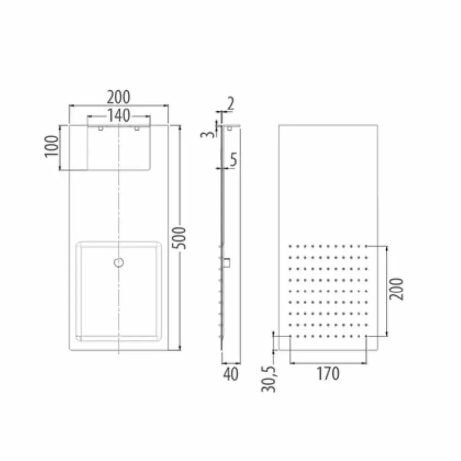 Pommeau de douche mural en acier à double jet Made in Italy - Cartesio Viadurini