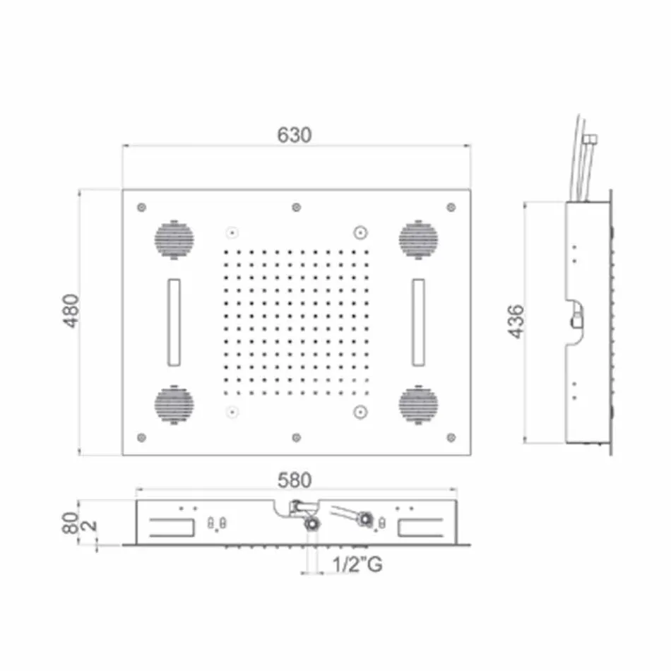 Pommeau de douche en acier avec chromothérapie et Bluetooth Made in Italy - Elbo Viadurini