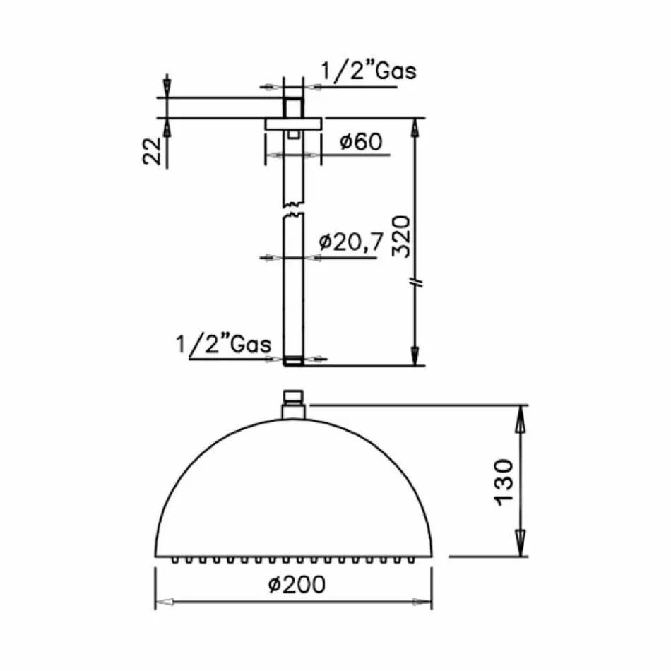 Pomme de douche en acier chromé Bell Made in Italy - Auro Viadurini