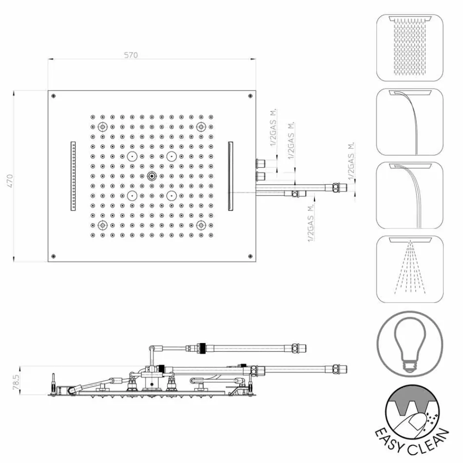 Moderne à quatre fonctions de douche douche et chromothérapie rêve Viadurini
