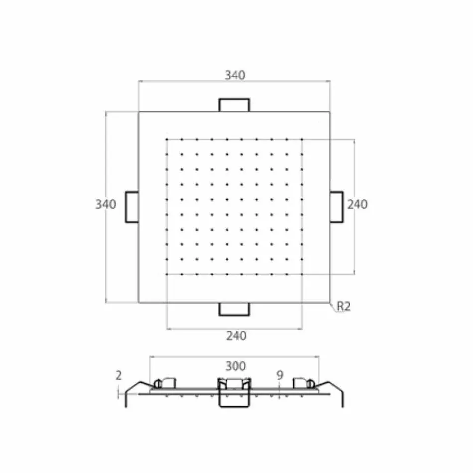 Pommeau de Douche Carré au Plafond en Acier Fabriqué en Italie - Amidon Viadurini