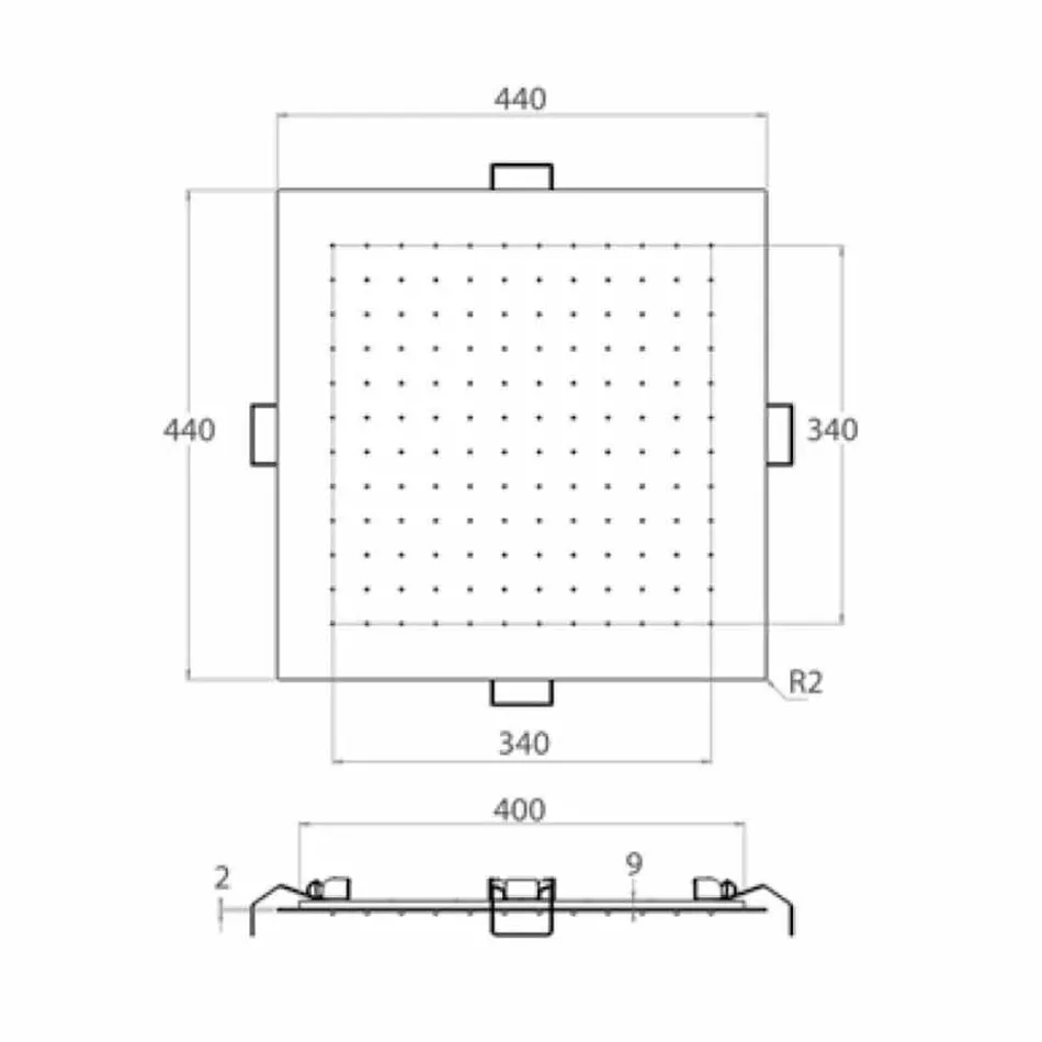 Pommeau de Douche Carré au Plafond en Acier Fabriqué en Italie - Amidon Viadurini