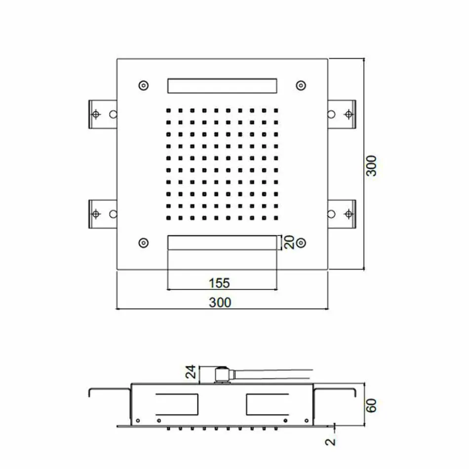 Pomme de douche carrée en acier inoxydable avec chromothérapie Made in Italy - Bilbo Viadurini